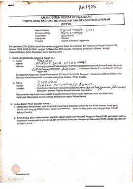 Amandemen Surat Perjanjian Penyaluran Bantuan Rehabilitasi dan Rekonstruksi Rumah (SPPB),  Nama K...