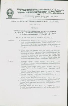 Surat Keputusan Kepala  Badan Pembina Pendidikan Pelaksanaan Pedoman Penghayatan dan Pengamalan P...