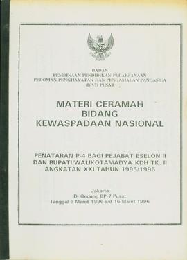 Bendel Materi Ceramah dalam Penataran  Pedoman Penghayatan dan Pengamalan Pancasila (P-4) bagi Pe...