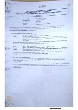 Amandemen Surat Perjanjian Penyaluran Bantuan Rehabilitasi dan Rekonstruksi Rumah (SPPB),  Nama K...
