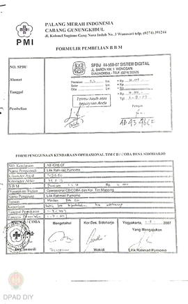 Rekapitulasi Penggunaan Operasional kendaraan tim pendukung CB / COBA tanggal 1 s.d. 15 Agustus 2007