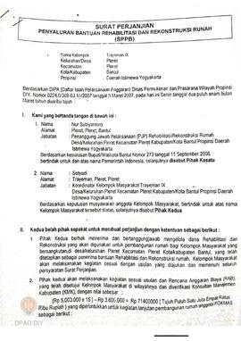 Surat Perjanjian Penyaluran Bantuan Rehabilitasi dan Rekonstruksi Rumah (SPPB),  Nama Kelompok Ma...