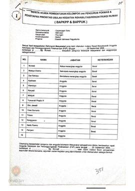 Berita Acara Pembentukan Kelompok dan Pengurus POKMAS & Penetapan prioritas usulan kegiatan R...