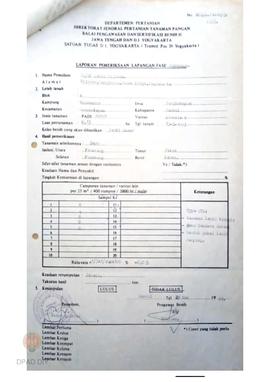 Laporan hasil pemeriksaan lapangan fase pembungaan  BPSB II Jateng dan DIY jenis tanaman padi saw...