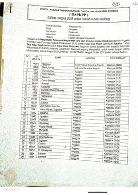 Berita Acara Pembentukan Kelompok dan Pengurus Pokmas (BAPKPP) dalam Rangka BLM untuk Rumah Rusak...