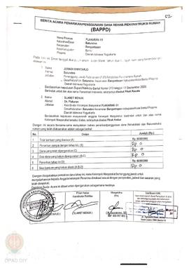Berita Acara Penarikan/Penggunaan Dana Rehabilitasi/Rekonstruksi Rumah (BAPPD) Rusak Sedang, Nama...