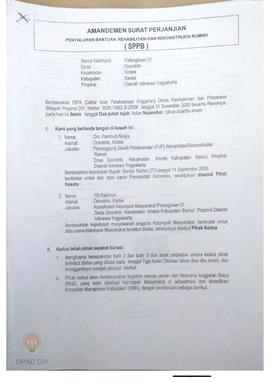 Amandemen Surat Perjanjian Penyaluran Bantuan Rehabilitasi dan Rekonstruksi Rumah (SPPB),  Nama K...