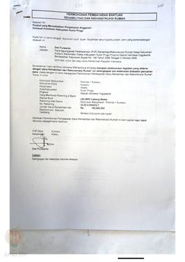 Permohonan Pembayaran Bantuan Rehabilitasi dan Rekonstruksi Rumah, Kelompok Masyarakat Kulwaru, K...