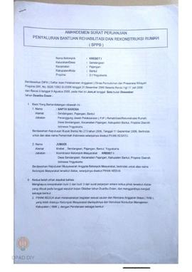 Surat Perjanjian Penyaluran Bantuan Rehabilitasi dan Rekonstruksi Rumah (SPPB), Nama KelompokKreb...