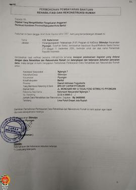 Berkas Laporan Kemajuan Penggunaan Dana Pekerjaan Rehabilitasi dan Rekonstruksi rumah Kelompok Ma...