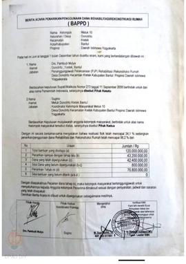 Berita Acara Penarikan/Penggunaan Dana Rehabilitasi/Rekonstruksi Rumah (BAPPD) Rusak Berat, Nama ...