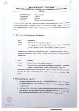 Amandemen Surat Perjanjian Penyaluran Bantuan Rehabilitasi dan Rekonstruksi Rumah (SPPB),  Nama K...