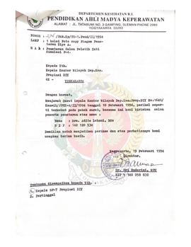 Bendel surat perihal pengiriman data calon peserta penataran Calon Pelatih Inti Simulasi P-4 tahu...