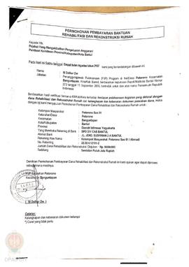 Permohonan Pembayaran Bantuan Rehabilitasi dan Rekonstruksi Rumah, Nama Kelompok Masyarakat Potor...