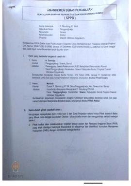 Amandemen Surat Perjanjian Penyaluran Bantuan Rehabilitasi dan Rekonstruksi Rumah (SPPB),  Nama K...