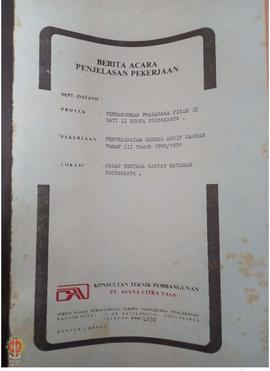 Berita Acara Penjelasan Pekerjaan penyelesaian pembangunan Gedung Arsip Daerah Tahap III tahun 19...