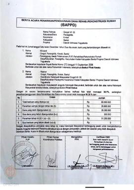 Berita Acara Penarikan/Penggunaan Dana Rehabilitasi/Rekonstruksi Rumah (BAPPD) Rusak Berat, Nama ...