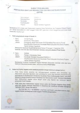Surat Perjanjian Penyaluran Bantuan Rehabilitasi dan Rekonstruksi Rumah (SPPB),  Nama Kelompok Ma...