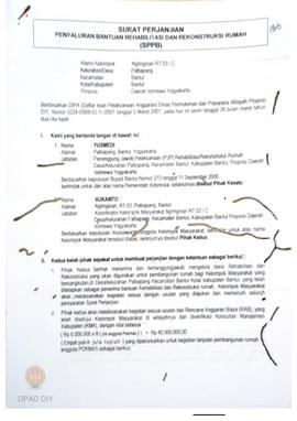 Surat Perjanjian Penyaluran Bantuan Rehabilitasi dan Rekonstruksi Rumah (SPPB), Nama Kelompok Mas...