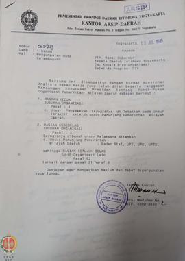 Berkas surat mengenai analisis beban kerja yang telah diisi (data kelembagaan) beserta tanggapan ...