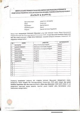 Berita Acara Pembentukan Kelompok dan Pengurus Kelompok Masyarakat dan Penetapan Prioritas Usulan...