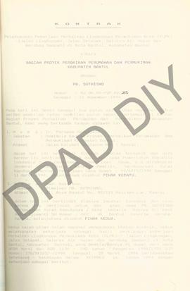 Kontrak Nomor: Ku.08.08.P2P,KB/256 antara Bagian Proyek Perbaikan Perumahan dan Pemukiman Kabupat...