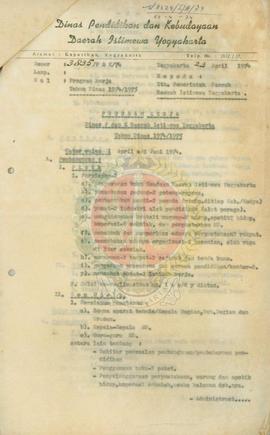 Laporan program kerja Dinas P dan K Prop. DIY 1974/1975.