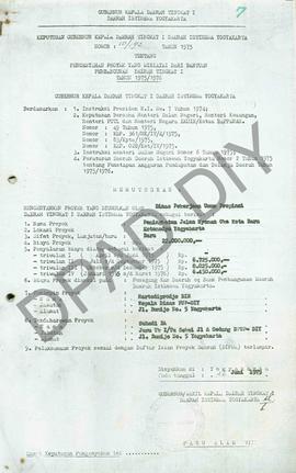 Keputusan Gubernur Kepala Daerah Tingkat I DIY Nomor : 10/192 Tahun 1975 tentang pengesahan proye...