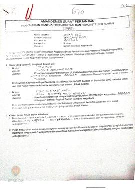 Amandemen Surat Perjanjian Penyaluran Bantuan Rehabilitasi dan Rekonstruksi Rumah (SPPB),  Nama K...