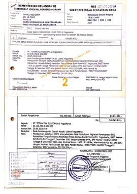Surat Perintah Pencairan Dana kepada PT. Titimarta Tujutama untuk Pembayaran sekaligus 100% Atas ...