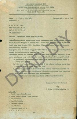 Surat untuk Site Manager MSBI CV. Pembina di Yogyakarta perihal pembebasan tanah untuk Bendung Ta...