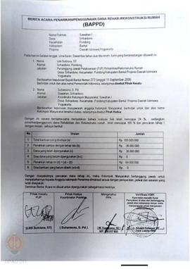 Berita Acara Penarikan/Penggunaan Dana Rehabilitasi/Rekonstruksi Rumah (BAPPD) Rusak Berat, Nama ...