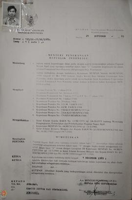 Bendel Kutipan Surat Keputusan Menteri Penerangan Republik Indonesia Nomor : 193/ SK-JP/BK/1989 m...