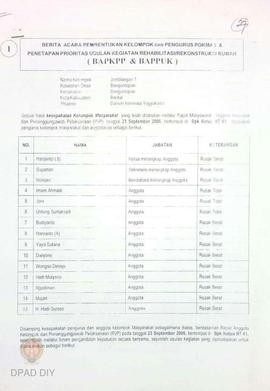 Berita Acara Pembentukan Kelompok dan Pengurus POKMAS & Penetapan prioritas usulan kegiatan R...