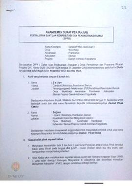 Amandemen Surat Perjanjian Penyaluran Bantuan Rehabilitasi dan Rekonstruksi Rumah (SPPB),  Nama K...