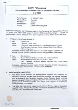 Surat Perjanjian Penyaluran Bantuan Rehabilitasi dan Rekonstruksi Rumah (SPPB), Nama Kelompok IV ...