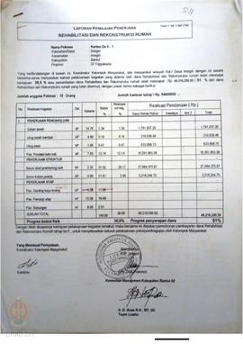 Laporan Kemajuan Pekerjaan Rehabilitasi dan Rekonstruksi rumah,  Nama Kelompok Masyarakat Kerten,...