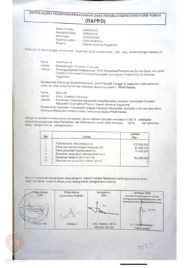 Berita Acara Penarikan/Penggunaan Dana Rehabilitasi/Rekonstruksi Rumah (BAPPD) Rusak Berat, Nama ...