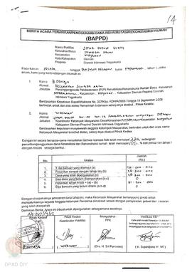 Berita Acara Penarikan / Penggunaan dana Rehab / Rekonsiliasi Rumah ( BAPPD ) untuk Rumah Rusak B...