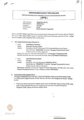 Amandemen Surat Perjanjian Penyaluran Bantuan Rehabilitasi dan Rekonstruksi Rumah (SPPB),  Nama K...