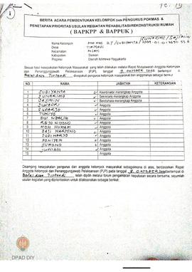 Berita Acara Pembentukan Kelompok dan Pengurus Pokmas dan Penetapan Prioritas Usulan Kegiatan Reh...