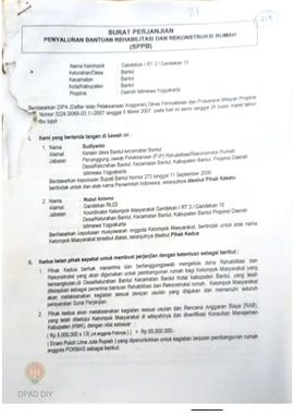 Surat Perjanjian Penyaluran Bantuan Rehabilitasi dan Rekonstruksi Rumah (SPPB), Nama Kelompok Mas...