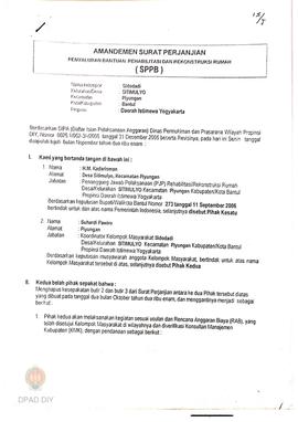 Amandemen Surat Perjanjian Penyaluran Bantuan Rehabilitasi dan Rekonstruksi Rumah (SPPB),  Nama K...