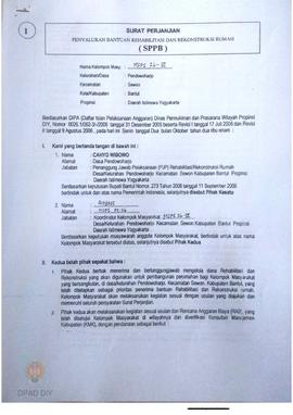 Surat Perjanjian Penyaluran Bantuan Rehabilitasi dan Rekonstruksi Rumah (SPPB),  Nama Kelompok Mi...