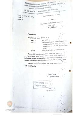 Surat permohonan izin bangunan pada Bupati KDH TK. II Kulonprogo untuk pembangunan Gedung Penyimp...
