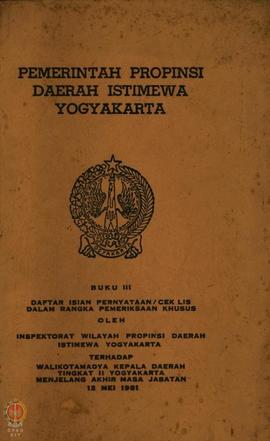 Daftar isian pernyataan/cek list dalam rangka pemeriksaan khusus oleh Inspektorat Wilayah Propins...