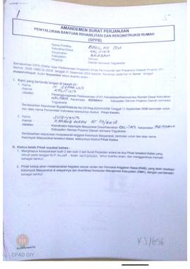 Amandemen Surat Perjanjian Penyaluran Bantuan Rehabilitasi dan Rekonstruksi Rumah (SPPB),  Nama K...
