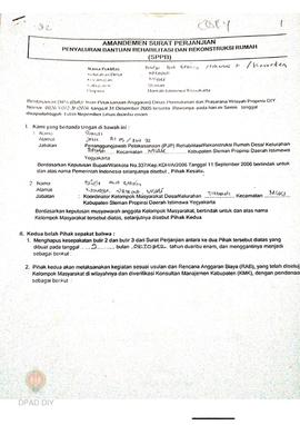 Amandemen Surat Perjanjian Penyaluran Bantuan Rehabilitasi dan Rekonstruksi Rumah (SPPB),  Nama K...