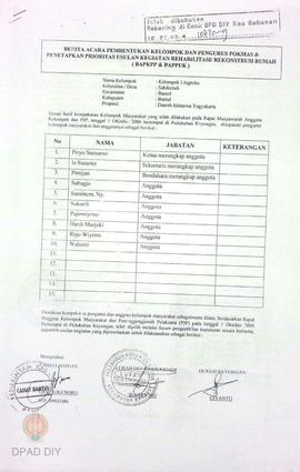 Berita Acara Pembentukan Kelompok dan Pengurus POKMAS & Penetapan prioritas usulan kegiatan R...
