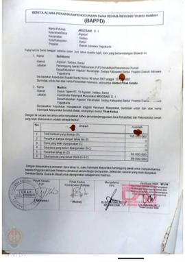 Berita Acara Penarikan/Penggunaan Dana Rehabilitasi/Rekonstruksi Rumah (BAPPD) Rusak Berat, Nama ...